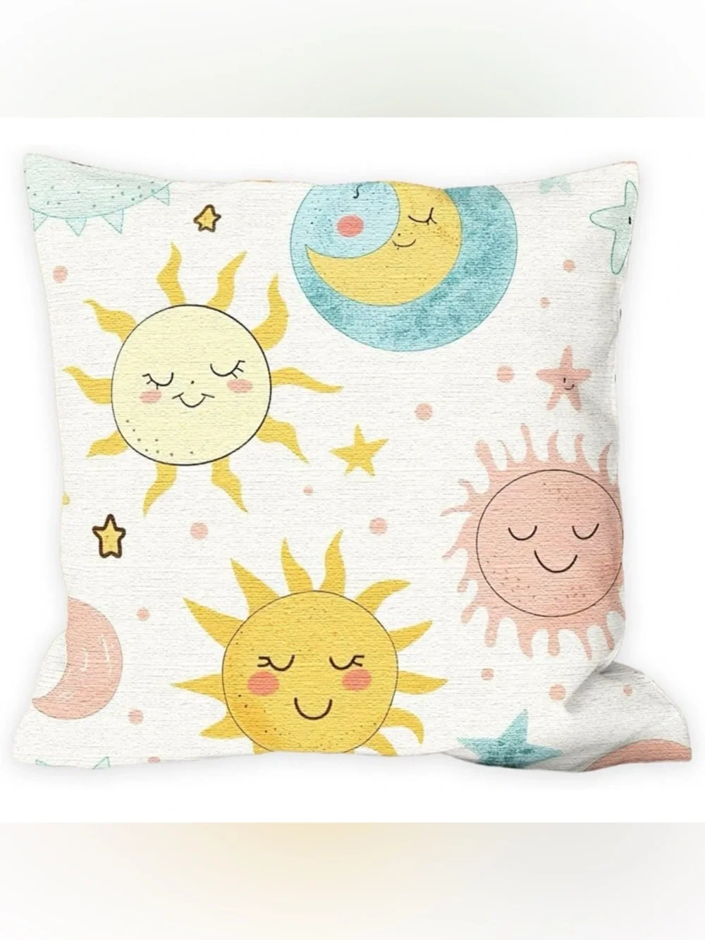 NEW Sun Moon Stars Baby Nursery Pillow Cover (1) - 18”x18” - No Pillow Insert
